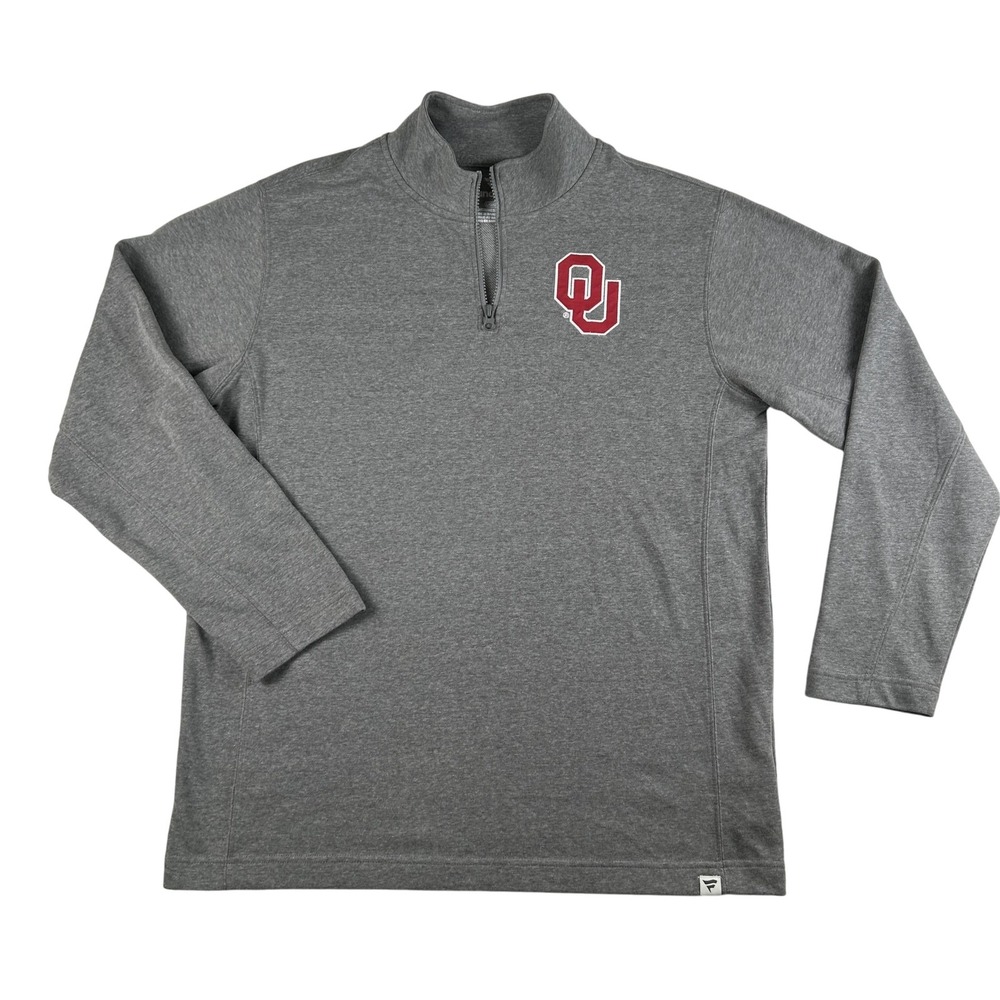 Oklahoma Sooners Shirt Mens Large NCAA Football Quarter Zip Pullover Fanatics‎